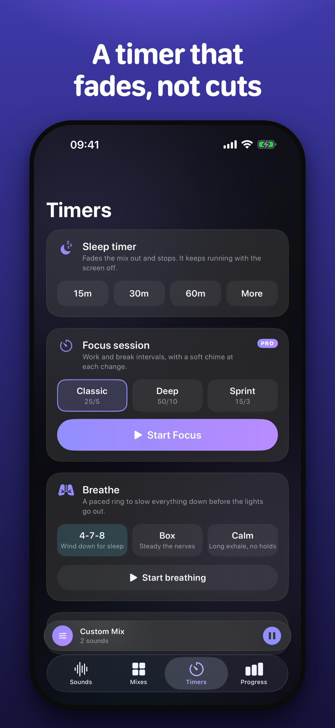 Lull sleep timer with fade