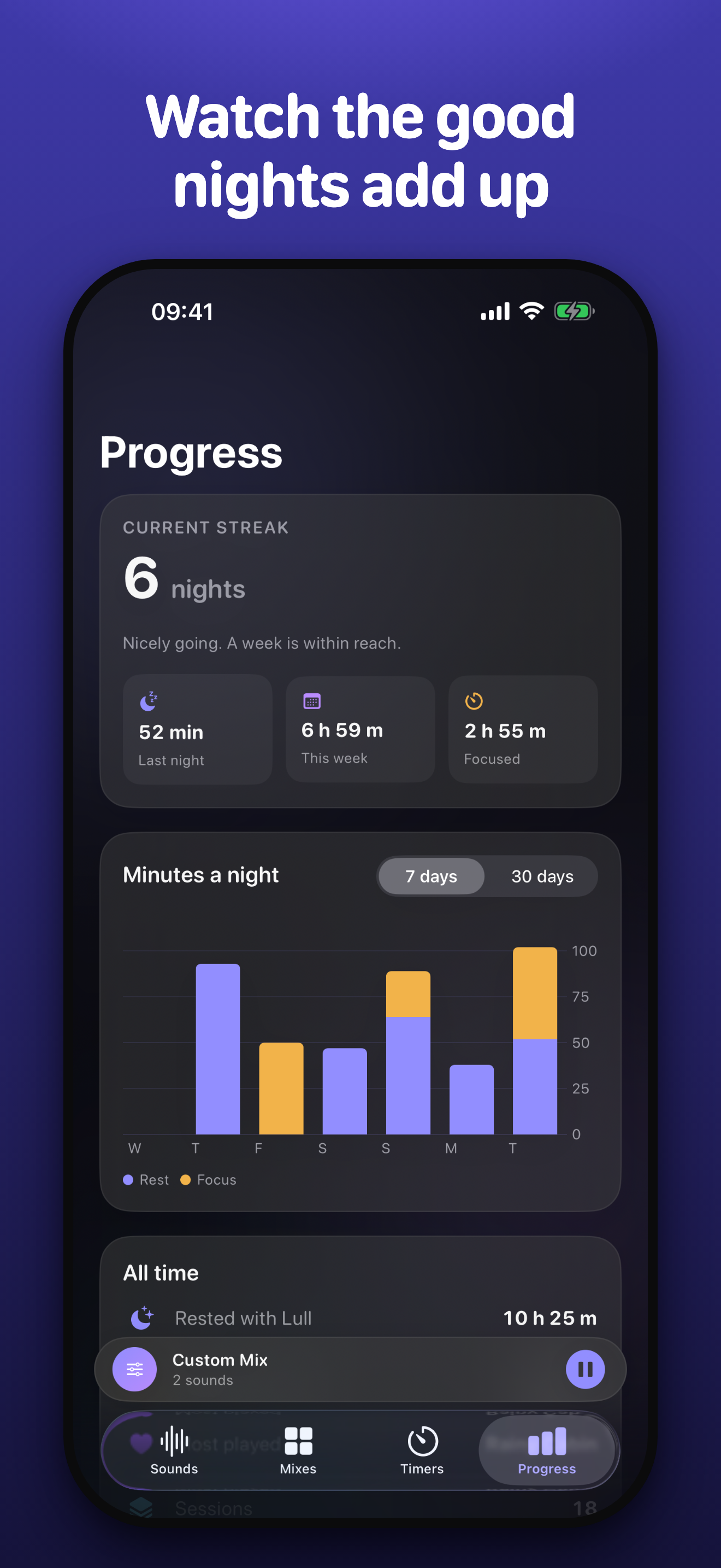Lull sleep progress and streak